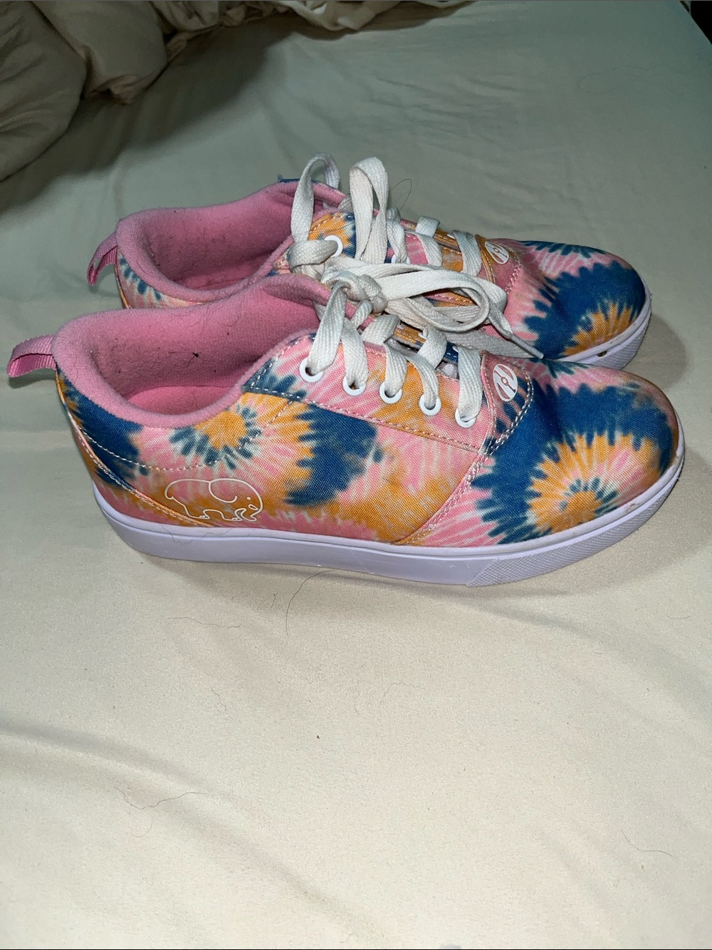 HEELYS Youth Tie-Dye Canvas Sneakers skates IVORY ELLA EUC